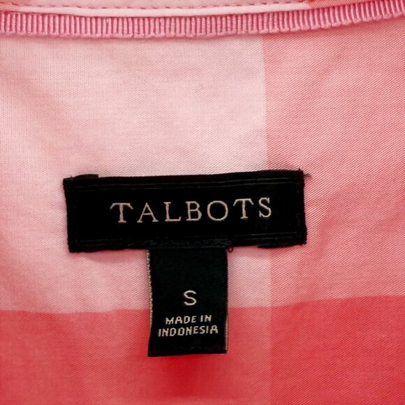 TALBOTS Pink Plaid Check Button Down LSV Shirt S - Picture 4 of 6
